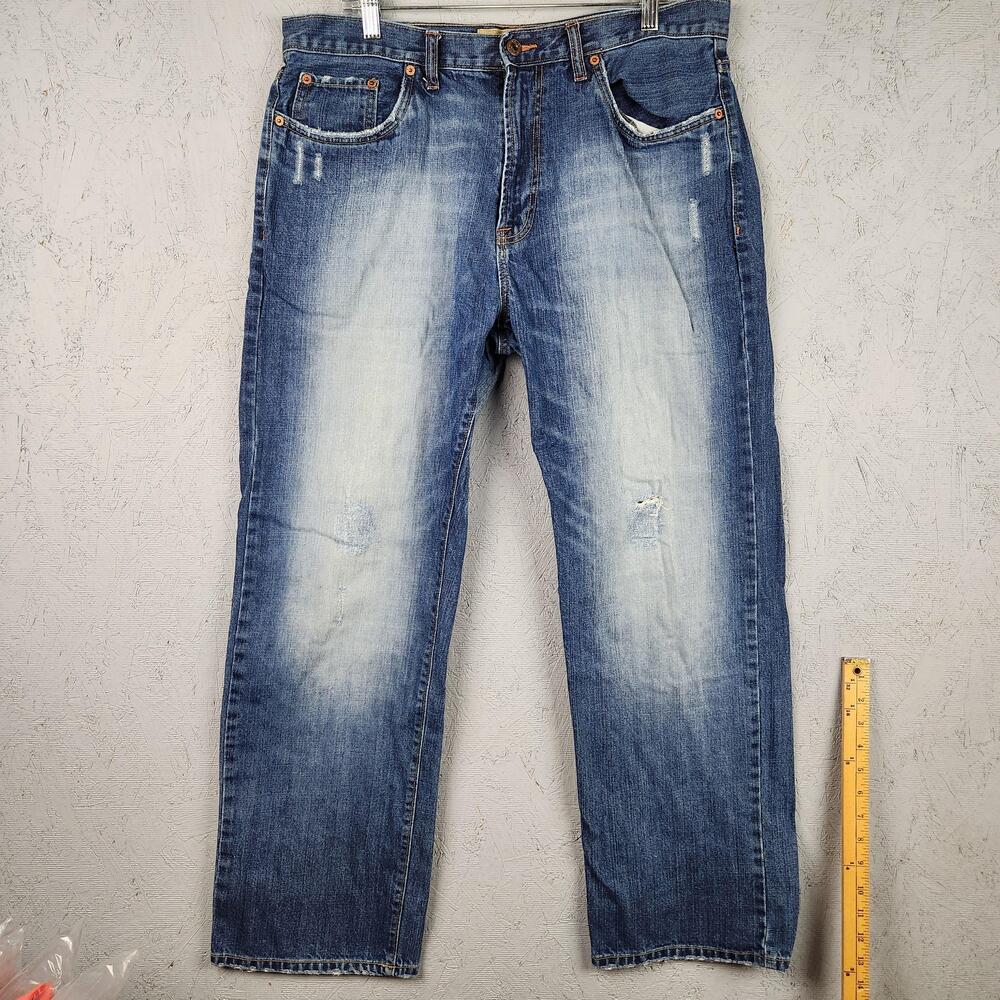 Vintage Old Navy Jeans Mens 36x32 Blue Straight Cut Distressed Faded Grunge Y2k